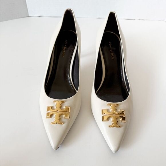 Tory Burch Womens Eleanor Leather Cream Old Money  Pointed Toe Pump Sz 5.5 - Picture 3 of 9